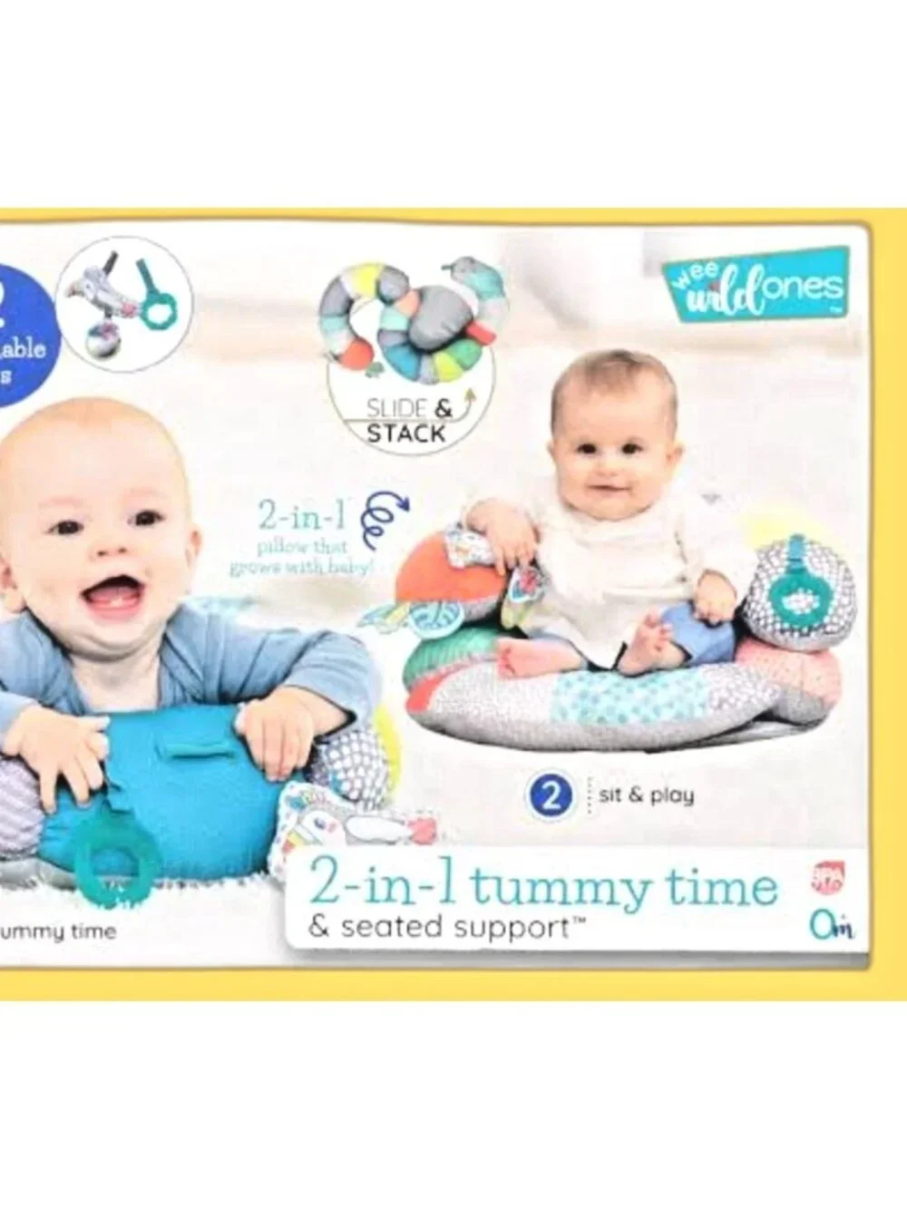 Infantino 2-in-1 Tummy Time & Seated Support Prop Pillow Toucan Gym NIB